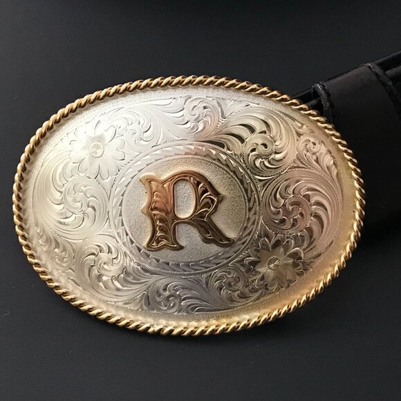 Montana Silversmiths Men's Buckle with Hand Tooled Custom Made Leather Belt - Picture 5 of 12
